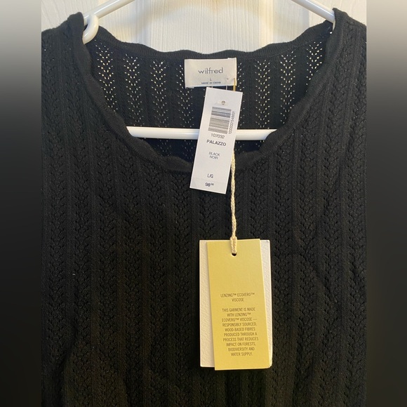 NWT BLACK BNWT Aritzia Wilfred Palazzo Knit Pointelle Mini Dress  size L - Picture 4 of 11